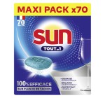 Amazon: Lot de 70 Tablettes Lave-Vaisselle Sun Tout en 1 à 8,57€ (au lieu de 12,78€)