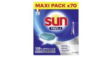 Amazon: Lot de 70 Tablettes Lave-Vaisselle Sun Tout en 1 à 8,57€ (au lieu de 12,78€)
