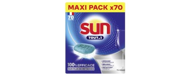 Amazon: Lot de 70 Tablettes Lave-Vaisselle Sun Tout en 1 à 8,57€ (au lieu de 12,78€)