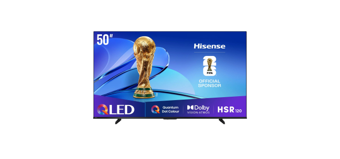 Amazon: TV 50" Hisense 50E7Q - 127 cm, QLED 4K, Dolby Vision, 3x HDMI 2.1 à 299,99€ (au lieu de 349,18€)