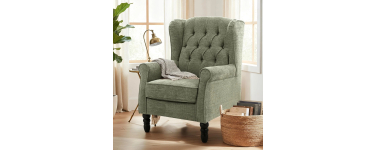 Amazon: Fauteuil Vintage Malol Mi-Siècle - Oreilles Rembourré, Capitonnage Boutonné, Housse en Tissu & Pieds