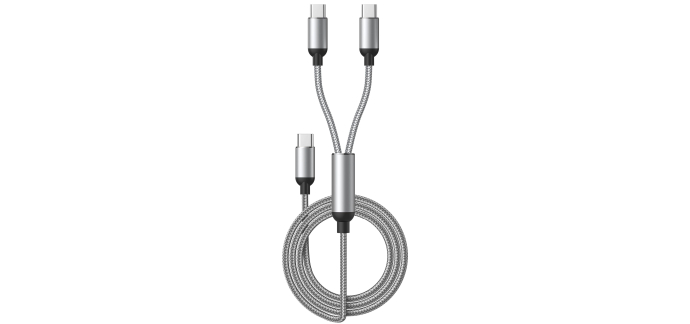 Amazon: Câble Multi USB C 60W Aioneus - 2 en 1, Nylon Tressé, PD 3A, 1.2M à 2,59€ (au lieu de 6,61€)