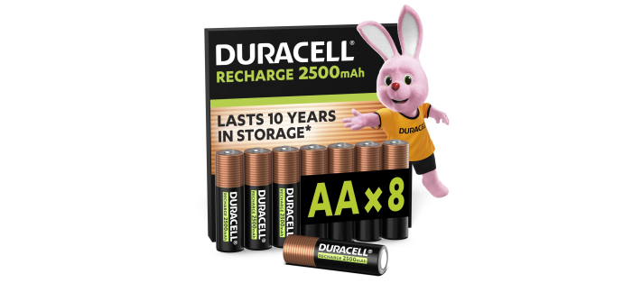 Amazon: Lot de 8 piles AA rechargeables Duracell - 2500 mAh à 12,93€ (au lieu de 22,55€)