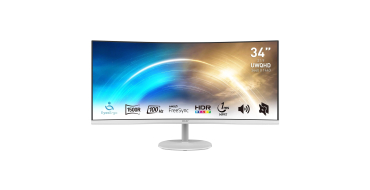 Amazon: Ecran PC Incurvé 34" MSI PRO MP341CQW - UWQHD, 3440x1440, 1500R, 100Hz, 1 ms à 179,99€