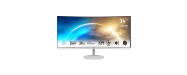 Amazon: Ecran PC Incurvé 34" MSI PRO MP341CQW - UWQHD, 3440x1440, 1500R, 100Hz, 1 ms à 179,99€