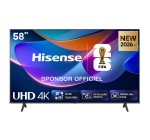 Amazon: TV 58" Hisense 58A6S - 4K UHD, Dolby Vision, HDR10+, HomeOS U9.5, Game Mode Plus, DTS VirtualX à 292