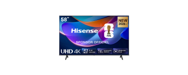 Amazon: TV 58" Hisense 58A6S - 4K UHD, Dolby Vision, HDR10+, HomeOS U9.5, Game Mode Plus, DTS VirtualX à 292