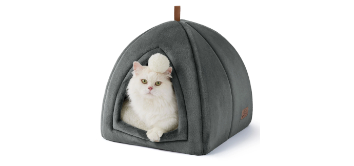 Amazon: Maison igloo pour chat 40x40x40 cm en flanelle avec coussin lavable à 13,49€ (au lieu de 25,78€)