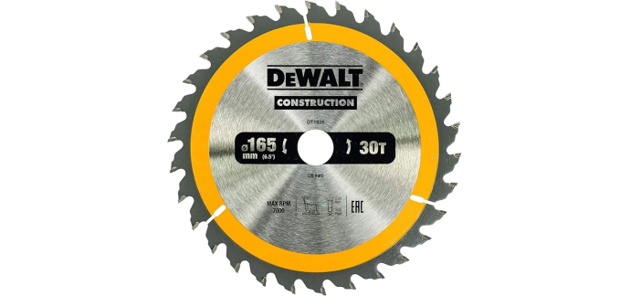 Amazon: Lame de scie portative DeWalt DT1935-QZ 165/20mm à 10,84€ (au lieu de 21,52€)