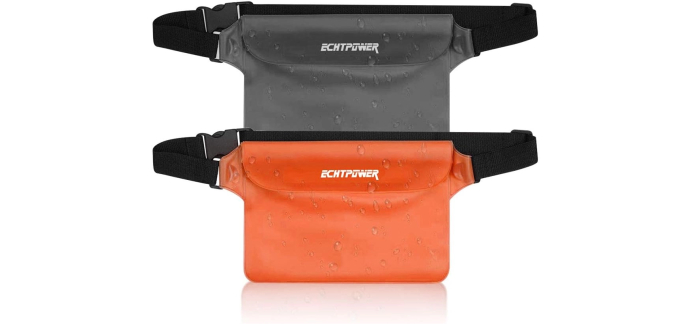 Amazon: Lot de 2 sacs étanches IPX8 ECHTPower - Compatibles tous smartphones, sangle réglable ceinture et ép