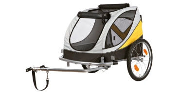 Amazon: Remorque Roulotte de Vélo pour chien Trixie - Gris/Noir/Jaune à 110,77€ (au lieu de 333,35€)