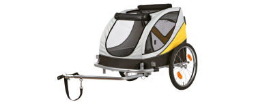 Amazon: Remorque Roulotte de Vélo pour chien Trixie - Gris/Noir/Jaune à 110,77€ (au lieu de 333,35€)