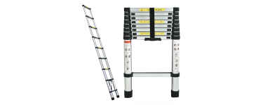 Amazon: Échelle télescopique 2,6 m - Métal léger, verrouillage, pieds antidérapants, 150 kg à 54€