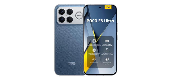 Amazon: Smartphone 6,9" Xiaomi Poco F8 Ultra - 12+256 Go, écran AMOLED 120 Hz à 579€