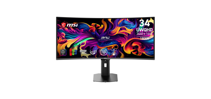 Amazon: Ecran PC 34" MSI MPG 341CQR X36 - UWQHD, 3440x1440, 1800R, QD-OLED à 899,53€ (au lieu de 1085,02€)