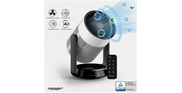 JoyBuy: Monsga AP200 Ventilateur sur Pied 2-en-1 avec Purificateur d'air, CADR 280 m³/h, 25 dB à 99,9€