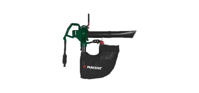LIDL: PARKSIDE Aspirateur souffleur broyeur électrique PELSB 3000 B2 - 3000 W, sac 55 l à 39,99€