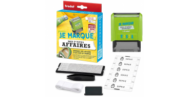 Amazon: Kit tampon Trodat Je marque mes p'tites affaires - à personnaliser soi-même à 9,95€