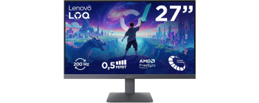 Amazon: Ecran PC 27" Lenovo LOQ 27-10 - FHD, 200Hz, 0.5ms à 119,99€ (au lieu de 159,99€)