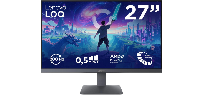 Amazon: Ecran PC 27" Lenovo LOQ 27-10 - FHD, 200Hz, 0.5ms à 119,99€ (au lieu de 159,99€)