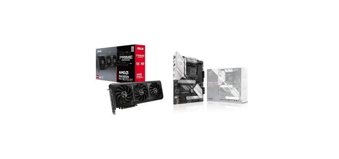 Amazon: Pack Asus Prime Radeon RX 9070 XT + Carte mère ROG Strix B550-A Gaming à 766,99€