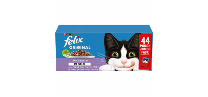 JoyBuy: FELIX Aliment humide pour chat - Soin peau et pelage, 44 sachets x 85 g à 9,90€ (au lieu de 16,50€)