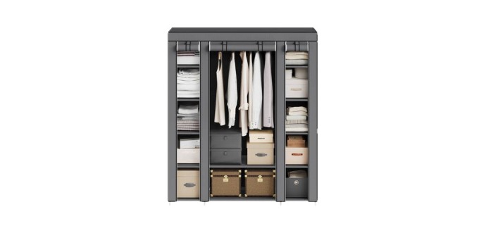 JoyBuy: SONGMICS Armoire en tissu 12 compartiments, structure métal à 25,99€ (au lieu de 42,46€)
