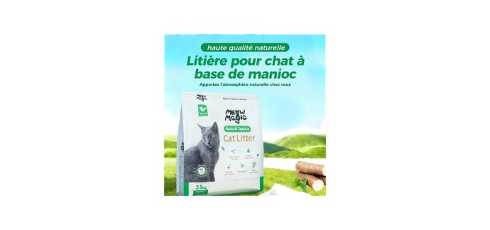 JoyBuy: Meowmagic Litière pour chat manioc naturel 2,5 kg à 8,99€ (au lieu de 12,69€)