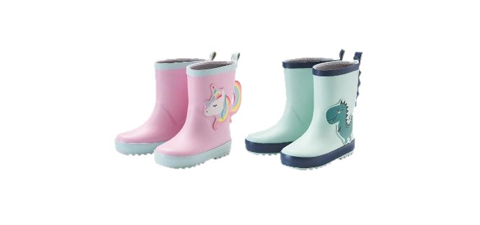 LIDL: LUPILU Bottes de pluie enfant - doublure chaude, semelle profilée à 6,99€ (au lieu de 8,99€)