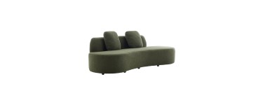 Sweeek: Canapé virgule organique 3 places tissu bouclette kaki à 349,99€ (au lieu de 499,99€)