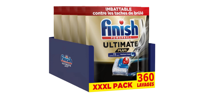Amazon: Pastilles Lave-Vaisselle Finish Ultimate Plus All-in-One - 360 tablettes à 51,99€