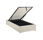 Sweeek: Lit coffre avec sommier à lattes, bouclette blanche, 90 x 190 cm à 194,99€ (au lieu de 259,99€)