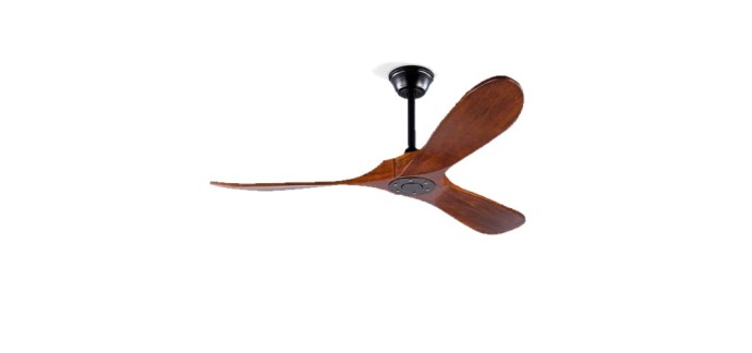 JoyBuy: Ventilateur de plafond 132 cm sans lumière EDENDIRECT - bois naturel de Paulownia, moteur DC réversi