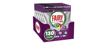 Amazon: Lot de 130 Tablettes Lave-Vaisselle Fairy Platinum Plus Tout-en-1 Miracle 30 Mins à 22,51€