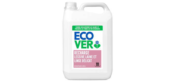 Amazon: Lessive Ecover 5L - Laine & Délicat Nénuphar/Miel à 9,95€ (au lieu de 24,56€) (via Prévoyez et Écono