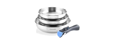 Cdiscount: Set de 3 poêles Arthur Martin AM1410 - 20, 24, 26cm, Full Inox à 36,99€
