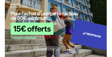 Decathlon: 15€ offerts en bon d'achat pour l'achat d'une carte cadeau de 80€ minimum