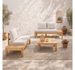 Cdiscount: Salon de jardin SANA - Bois acacia FSC, 1 table basse et 2 canapés, 4 personnes à 319,99€