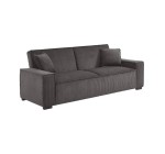 Sweeek: Canapé convertible 3 places gris foncé - Velours côtelé, couchage 185x118 cm à 399,99€