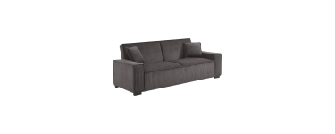 Sweeek: Canapé convertible 3 places gris foncé - Velours côtelé, couchage 185x118 cm à 399,99€