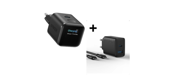 Amazon: Chargeur USB-C Anker 45W + chargeur 20W offert à 29,99€ (au lieu de 49,99€)