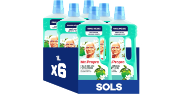 Amazon: Lot de 6 Bidons d'1L de Nettoyant Sol Multi-Usages Mr. Propre - Parfum Fleur Pommier à 11,48€