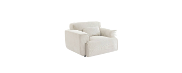 Sweeek: Fauteuil velours côtelé blanc crème - coussin fourni à 279,99€ (au lieu de 399,99€)