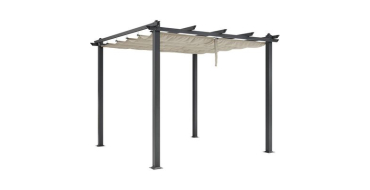Cdiscount: Pergola toit rétractable CORDOBA - Aluminium, toile polyester, beige, 3x3 m à 219,99€