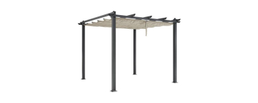 Cdiscount: Pergola toit rétractable CORDOBA - Aluminium, toile polyester, beige, 3x3 m à 219,99€
