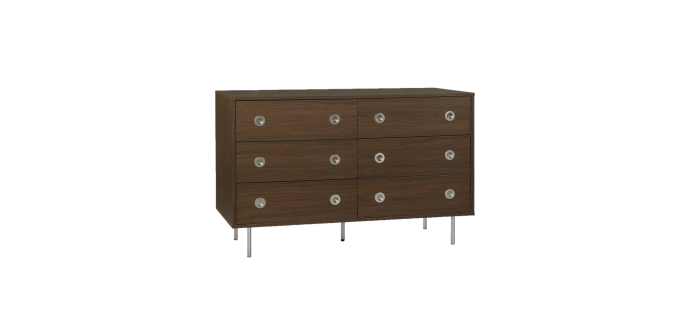 Sweeek: Commode vintage décor bois et acier 6 tiroirs noyer à 199,99€ (au lieu de 249,99€)