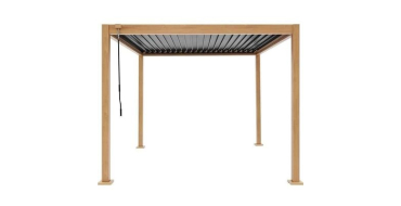 Cdiscount: Pergola bioclimatique GAYA - Structure aluminium et acier, aspect bois, 3 x 3 m à 799,99€