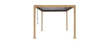 Cdiscount: Pergola bioclimatique GAYA - Structure aluminium et acier, aspect bois, 3 x 3 m à 799,99€