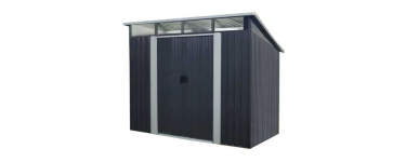 Cdiscount: Abri de jardin en métal 4,61 m² - 238 x 193 x 202 cm - SOLER - Kit d'ancrage inclus, 2 portes coulis