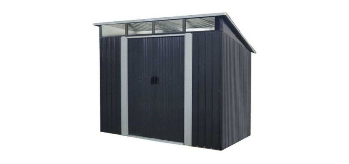 Cdiscount: Abri de jardin en métal 4,61 m² - 238 x 193 x 202 cm - SOLER - Kit d'ancrage inclus, 2 portes coulis